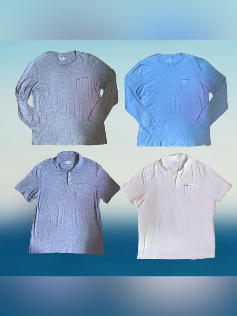 4pc Vineyard Vines Men’s XL Edgartown Polos & Long Sleeve Pocket Tees Bundle